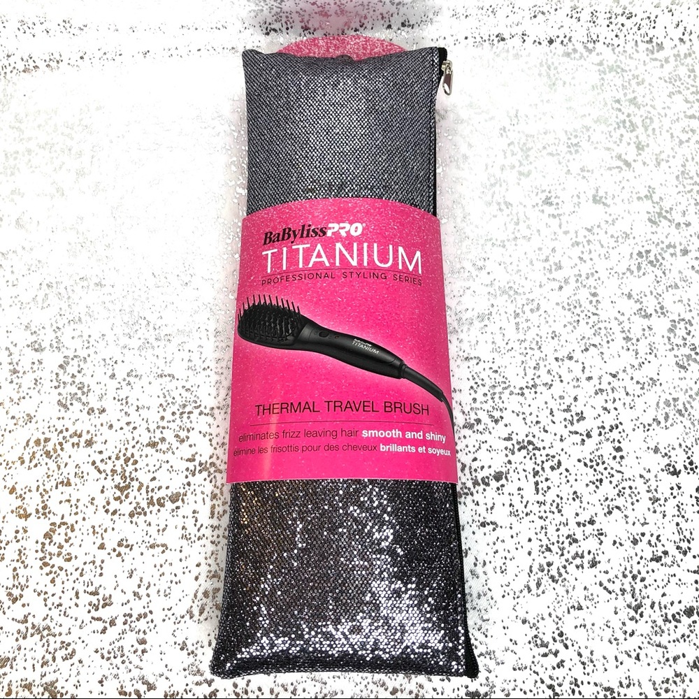 $26 Titanium Thermal Travel Brush + Glam Bag Set